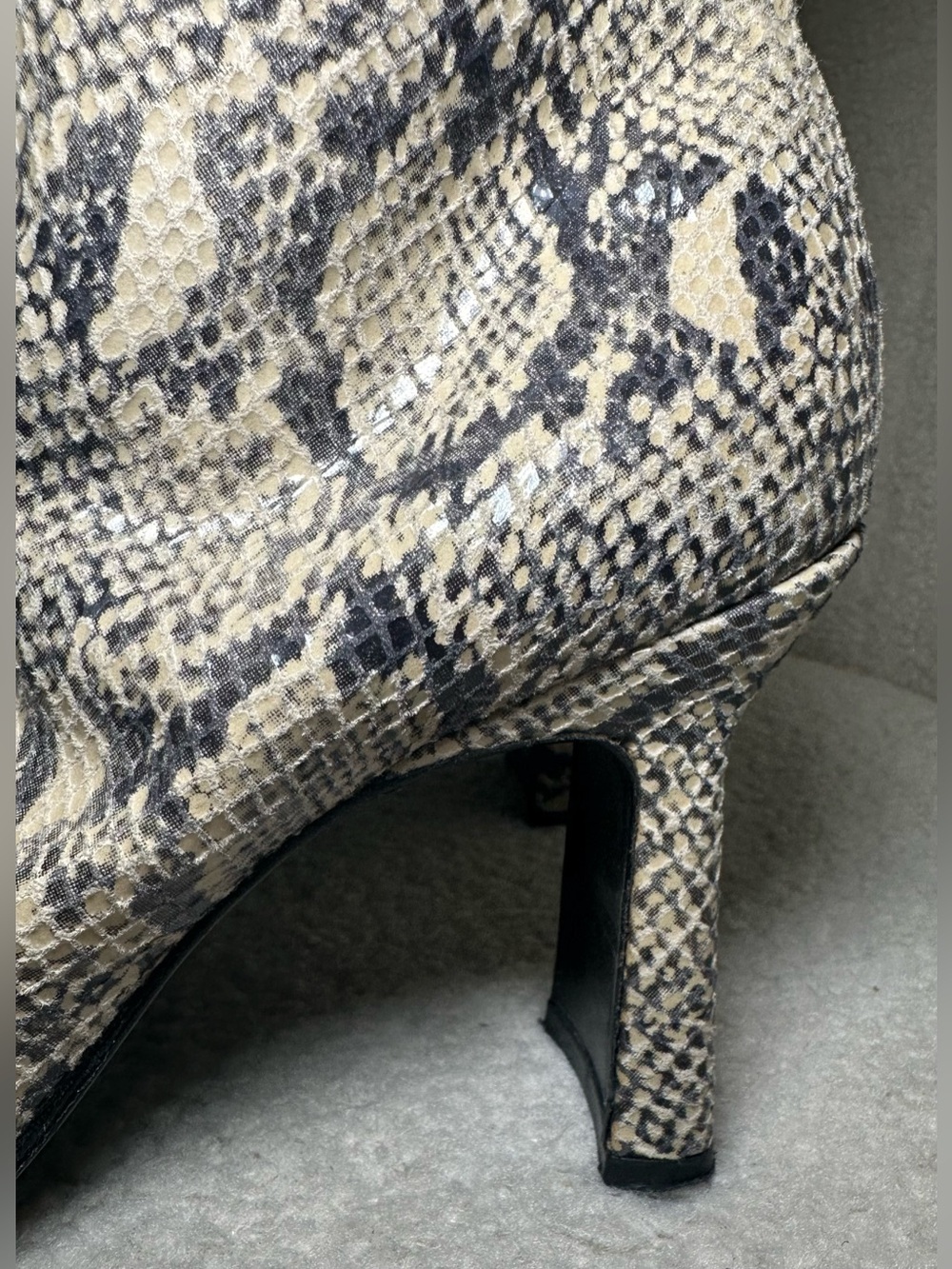 Snakeskin Print Ankle Boots Square Toe Heels Bohemian Festival Indie Bratz Club - Picture 7 of 15